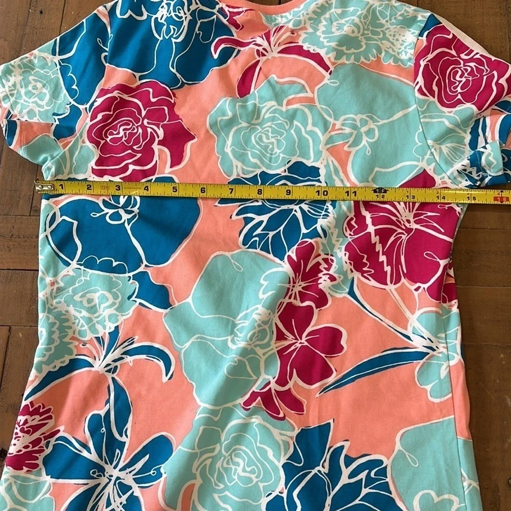 Adidas tee shirt dress pink flowers